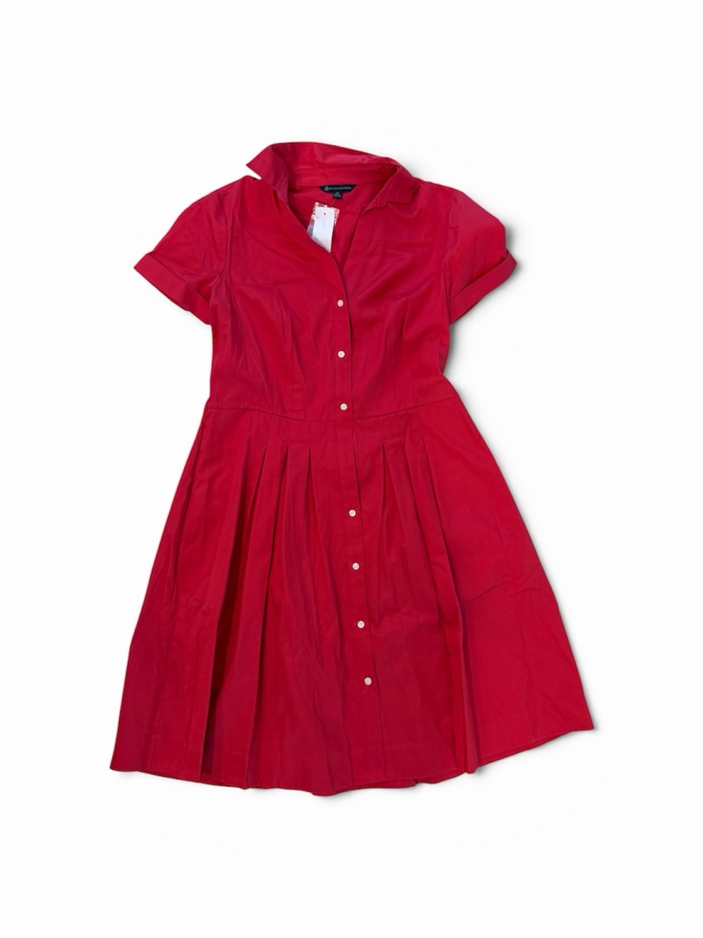 Brooks Brothers Red Pleated Shirt Dress Cotton 10 NWT No Belt